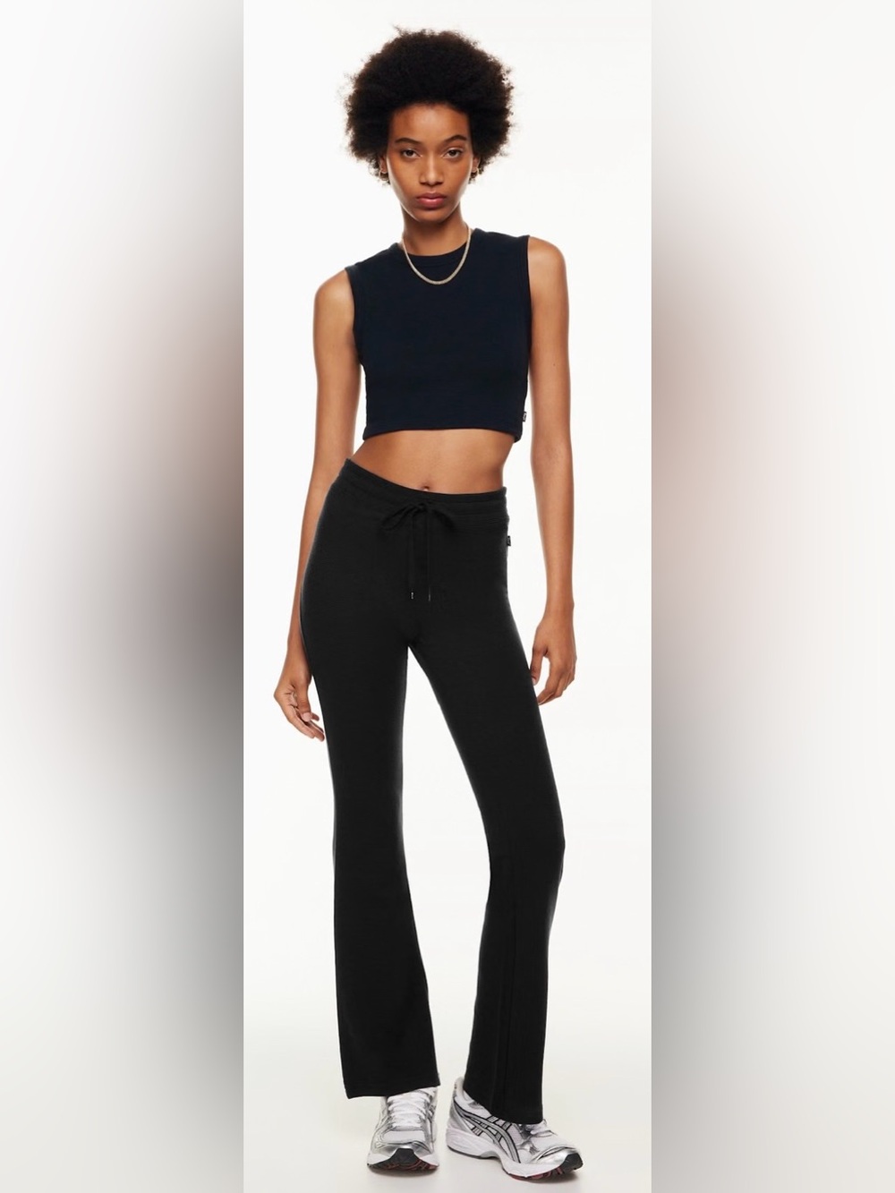 Aritzia Leni Waffleflex Women's High-Rise Drawstring Flare Pant Black sz Medium